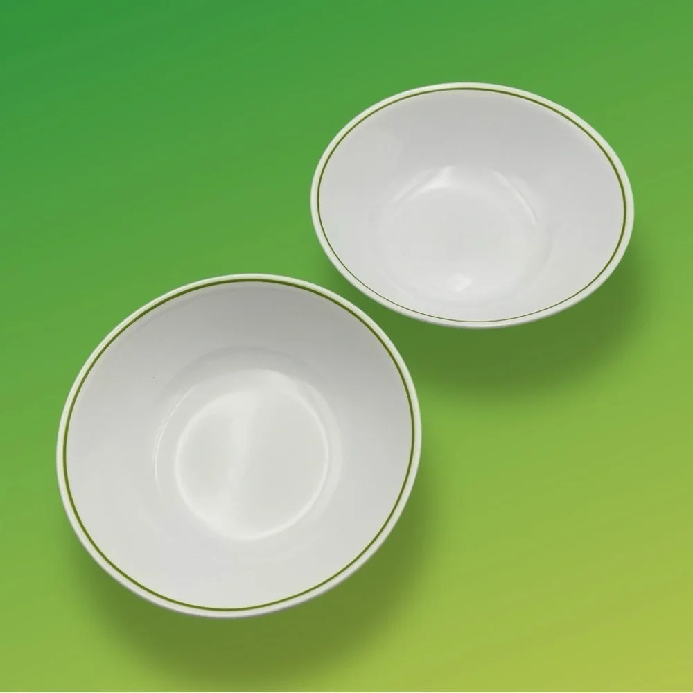 Corelle Meadow White and Green Serving Bowls - Set of 2 Varieties vintage